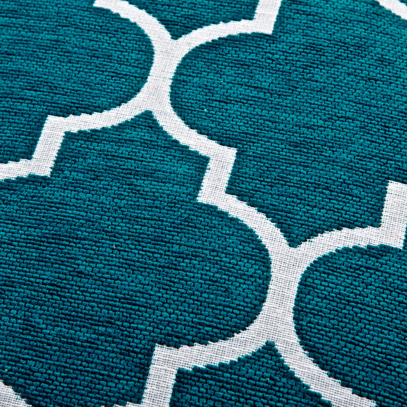 Donna Geometric Square Throw Pillow Cover, Teal Blue