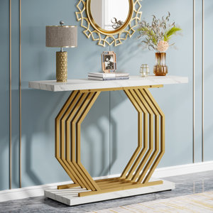 Hailynn 39.37'' Gold Console Table