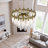 24 Inch Gold 3 Tier Clear Glass Feather Leaf Chandelier Vintage Glam Lighting for Living Room Dining Room and Foyer