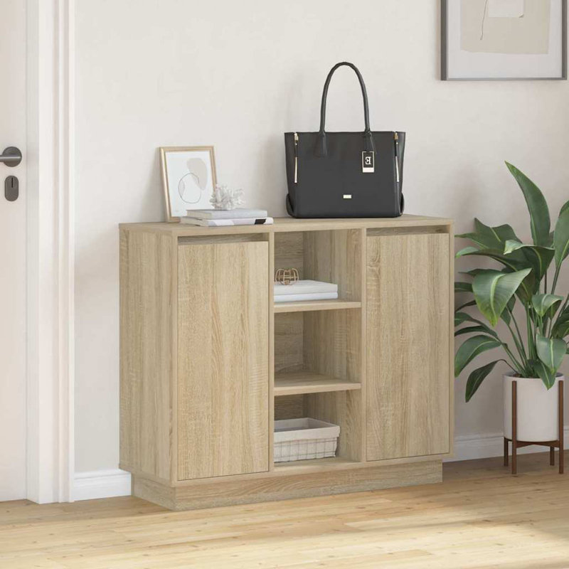 Sideboard With Door 90 X 32 X 75 Cm Engineered Wood, Sonoma Oak