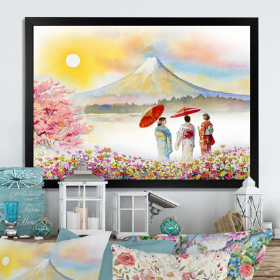 Célèbre points de repère du Japon III - reproduction sur toile avec cadre flottant