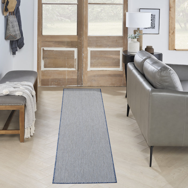 Tapis intérieur / extérieur bleu / ivoire Gabriela, Tapis de couloir 2 pi x 6 pi