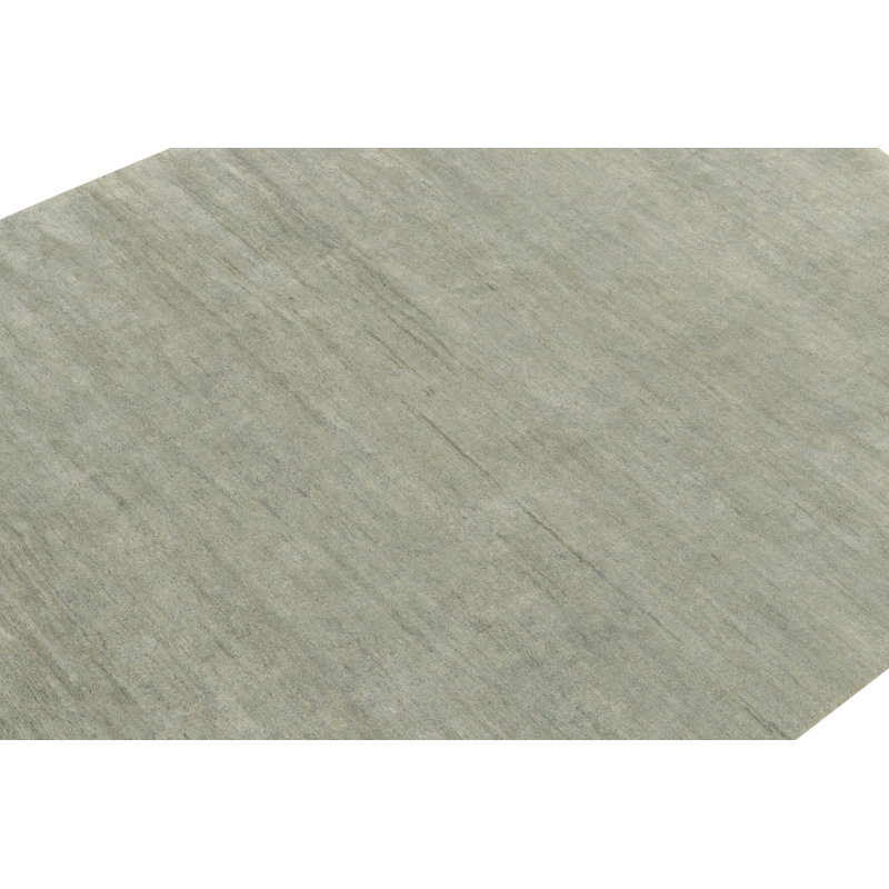 Modern Textural Hand Knotted Striped Area Rug, Rectangle 10' x 14'