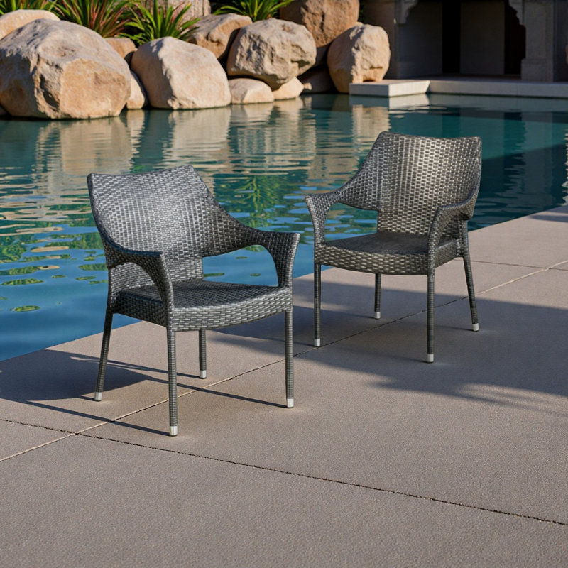 PE WICKER STACKING ARMCHAIR,2PCS