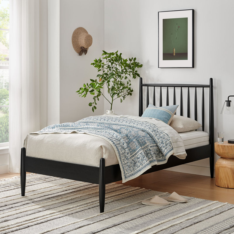 Zane Twin Size Spindle Bed Frame In Black, Twin, Black