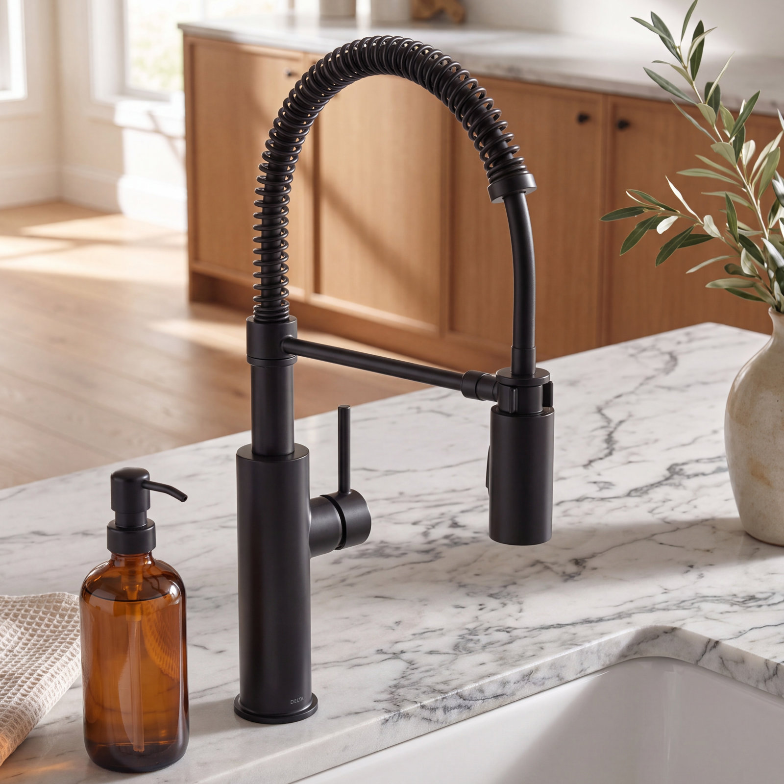 Antoni Commercial Pull-Down Kitchen Faucet, Matte Black