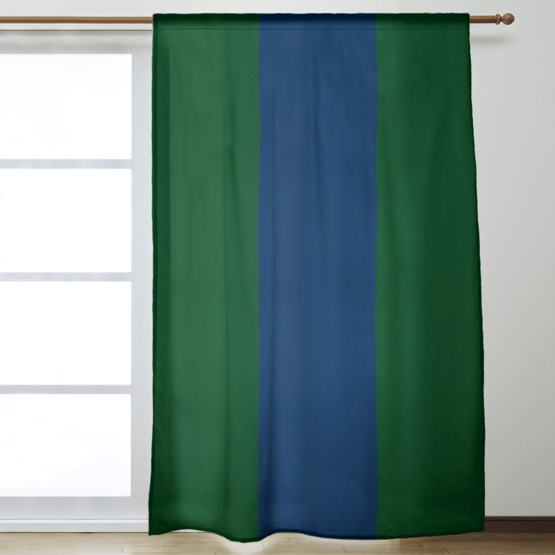 Blackout Curtain Single Panel, Green/Navy