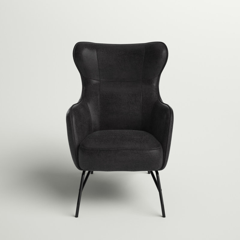 Colm Upholstered Wingback Chair, Black
