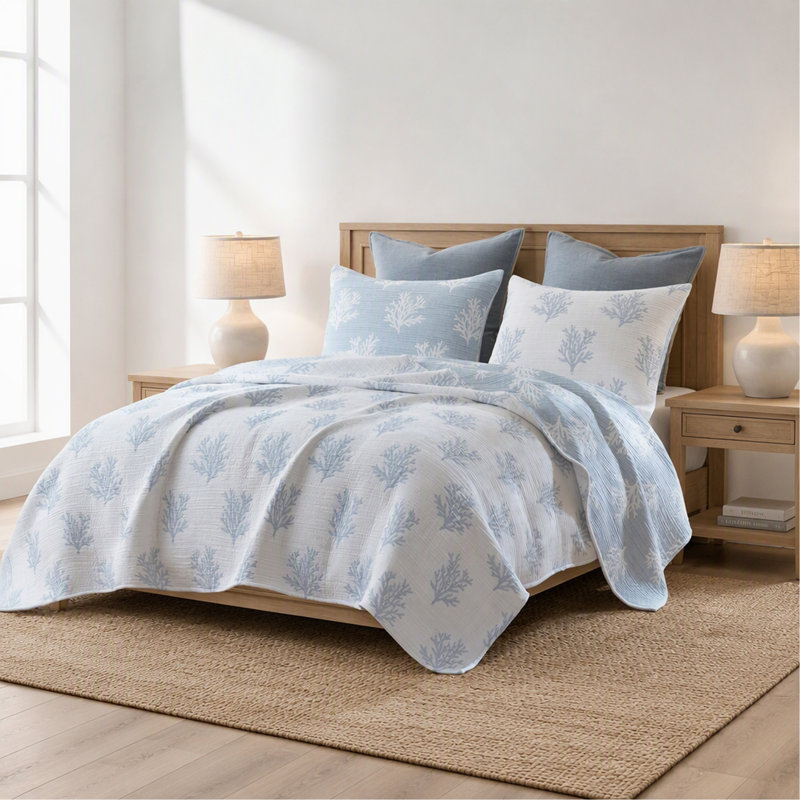 3-Piece King/Cal King Quilt Mini Set,Blue