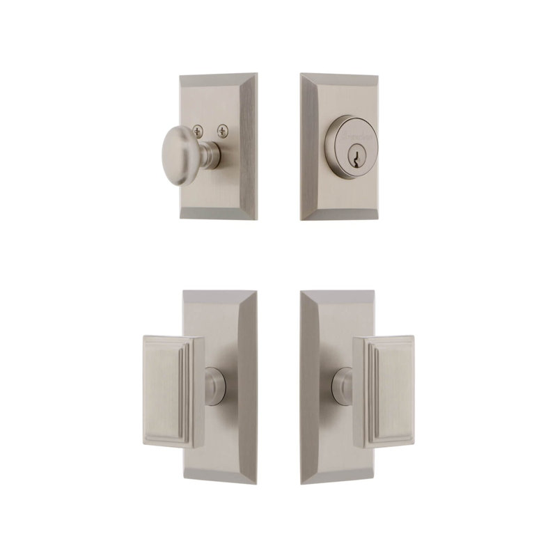 Fifth Avenue Handle With Knob And Deadbolt, 2.75", Satin Nickel