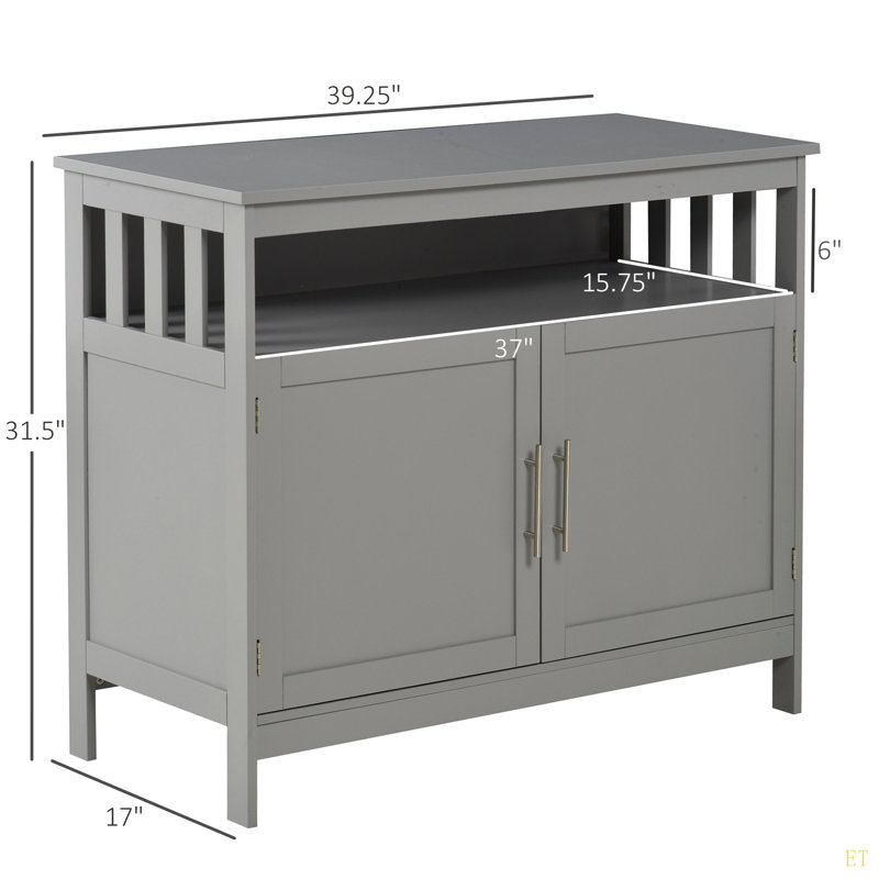 Buffet, armoire de cuisine moderne, armoire à café avec tablette à 2 niveaux et compartiment ouvert