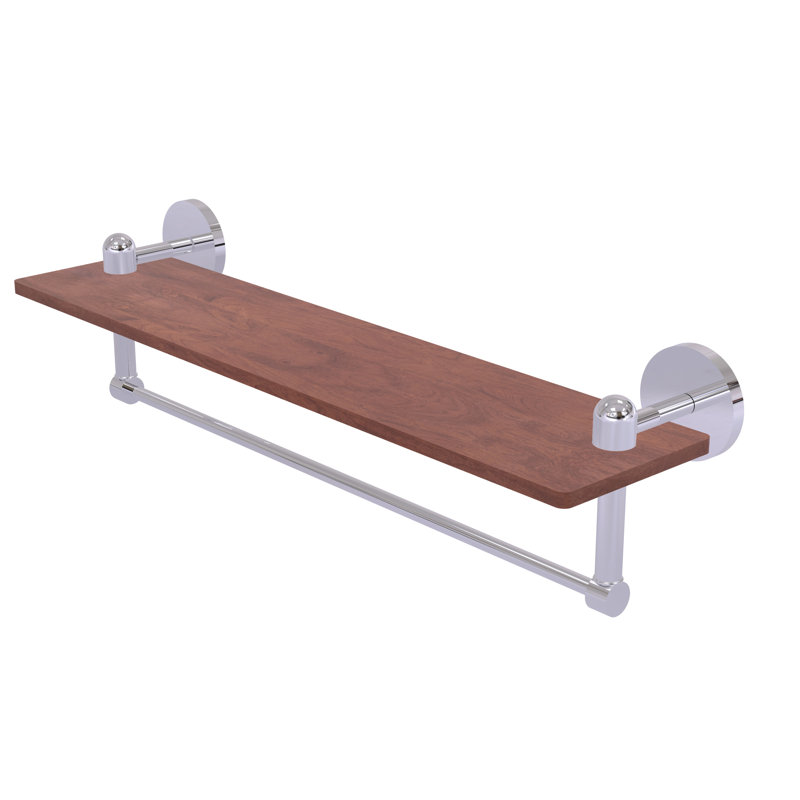 Tablette murale unie bois ironwood Itzhak, Chrome poli, H 4 po x l 22 po x P 5 po