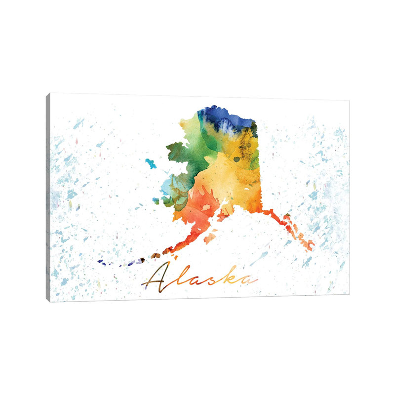 Maine State coloré, H 18 po x l 26 po x P 1,5 po, Alaska