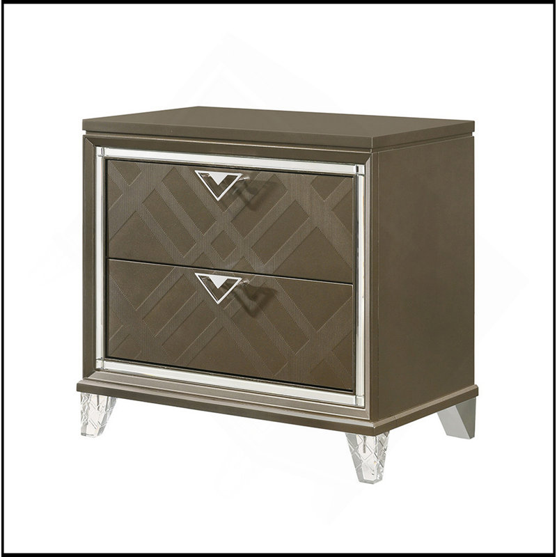 Table de chevet finition champagne foncé