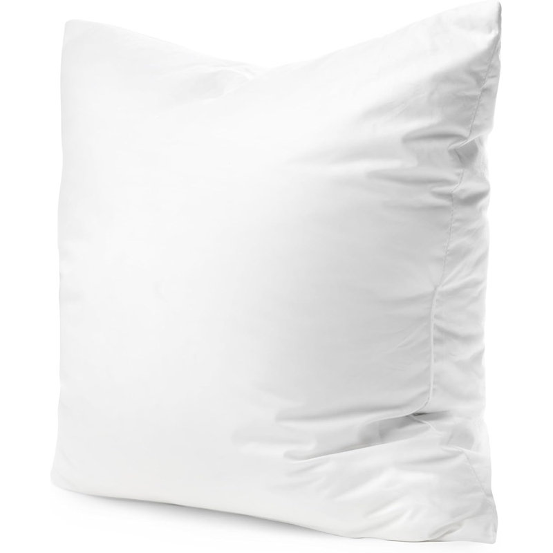 Square White Throw European Pillow Insert - 100% Cotton Cover, 10% Down 90% Feather Fill, Multiple Sizes, 18" x 18"
