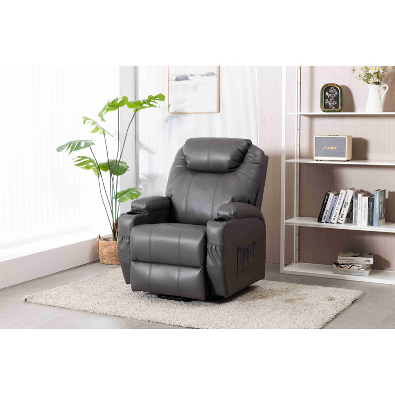 Fauteuil inclinable électrique en cuir Jesseca, Similicuir gris foncé
