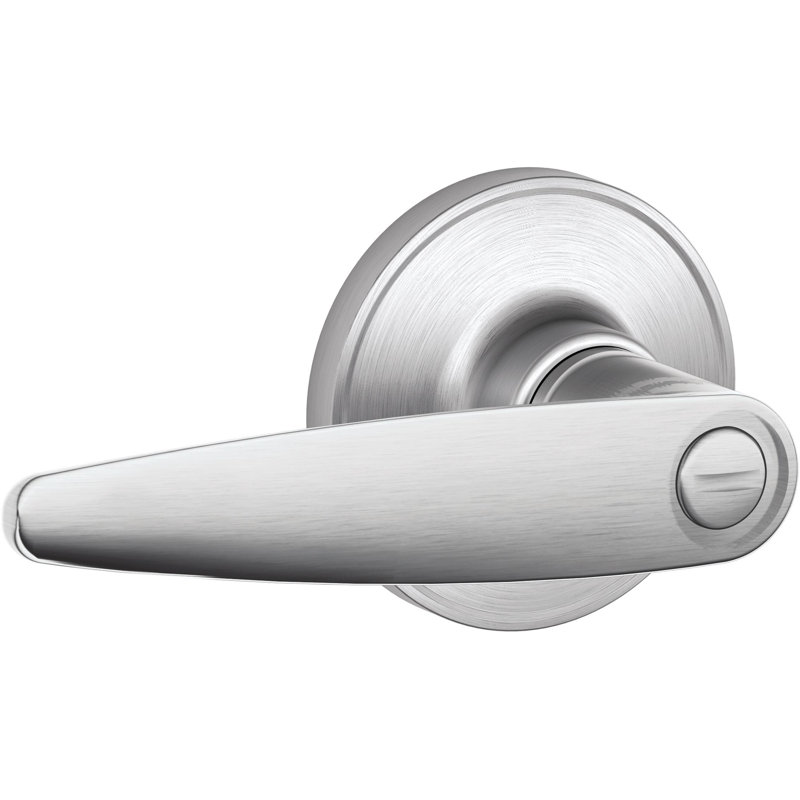 Dover Privacy (Bed & Bath) Door Lever with Round Rosette, Satin Chrome