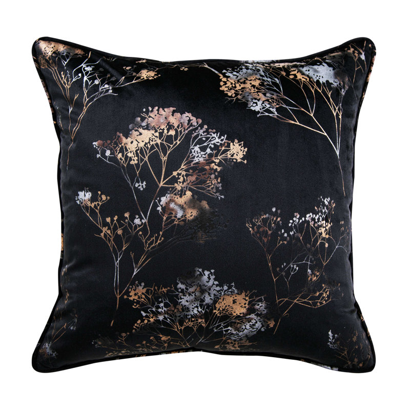 Cooksville Floral Square Cushion, Black