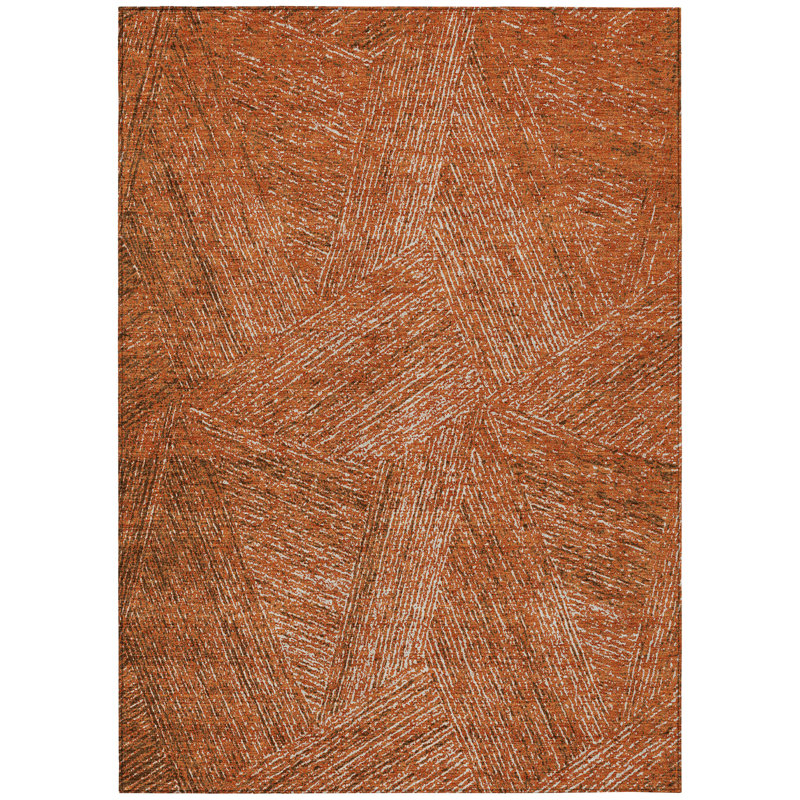 Terra Orange Washable Indoor-Outdoor Rug - , 8' x 10'