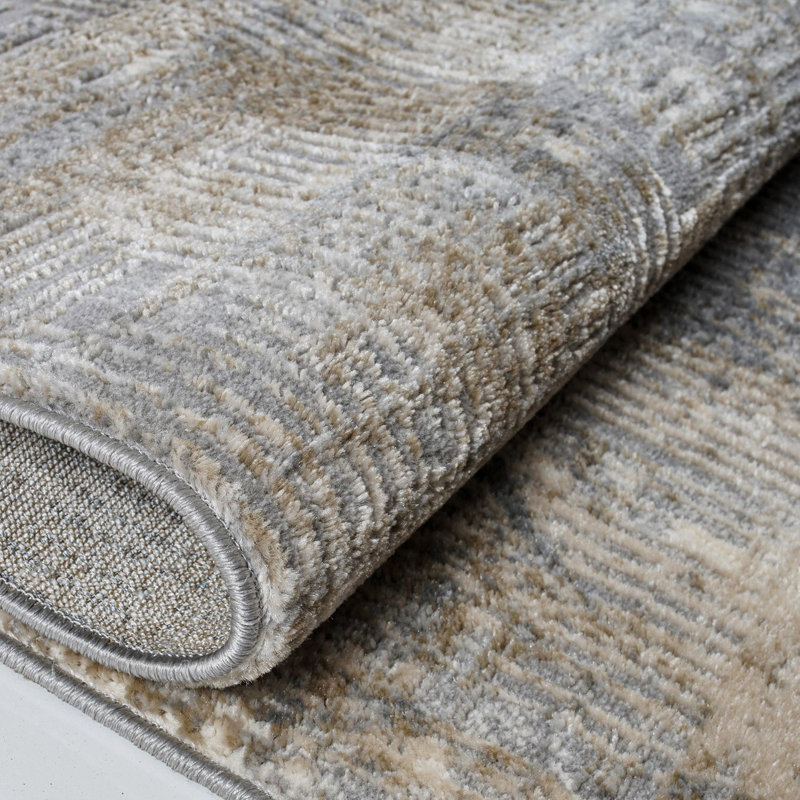 Luxurious Area Rug , Grey, Beige & Cream | 60% Polypropylene, 40% Polyester | 1700 g/m², 7 mm Pile Height, 320,000 Thread Points | Durable, Easy to Clean, Vacuum Friendly | Perfect for Living Room & Bedroom Décor