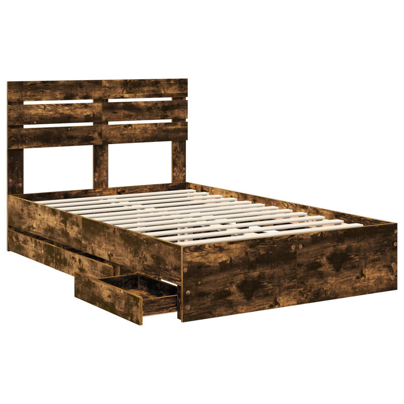 Bed, Small Double (4'), Smoked Oak