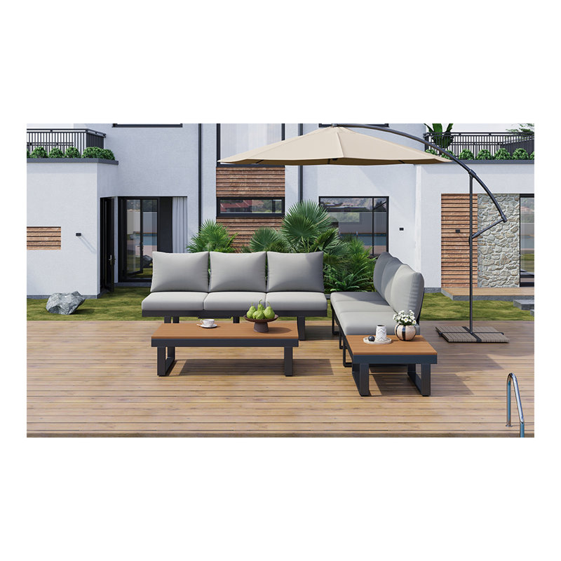 Ensemble de conversation pour canapé modulaire d'extérieur, Gris