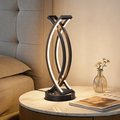 15.9" Modern Touch Control Dimmable LED Table Lamp With USB Ports