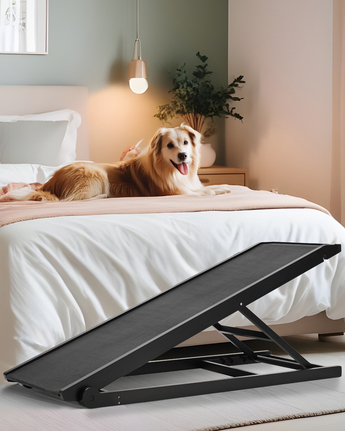 JTANGL Dog Ramp for Bed, Adjustable Pet Ramps for Dog to Get on Bed ...