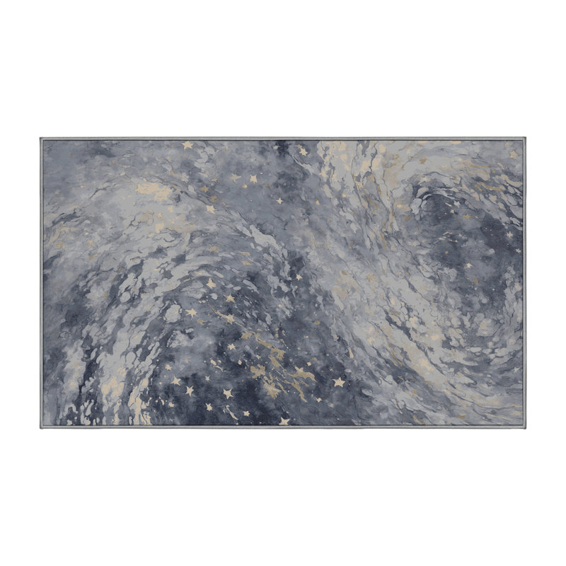 Machine Washable Gray Area Rug, Rectangle 7' x 10'
