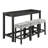 Industrial Bar Table Set With Power Outlet, Solid Wood & Mdf Construction, 4-piece Dining Set For Living Room, Game Room & Dining Room
