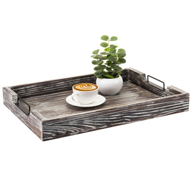 50.8 cm Solid Wood Ottoman Serving Tray