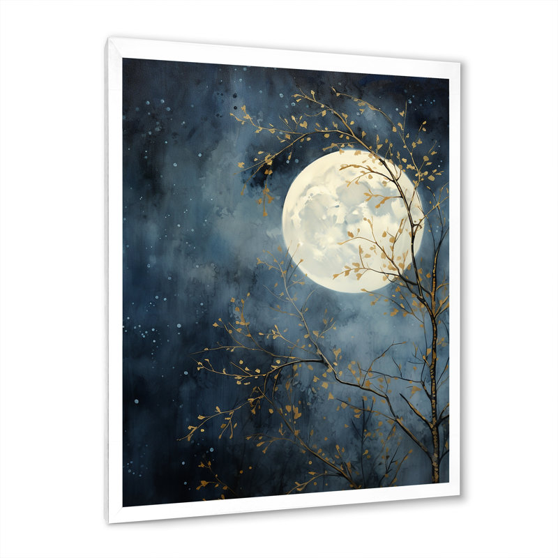 Magical Forest Moons Melody III sur toile, Cadre simple blanc, H 20 po x l 12 po x P 1 po