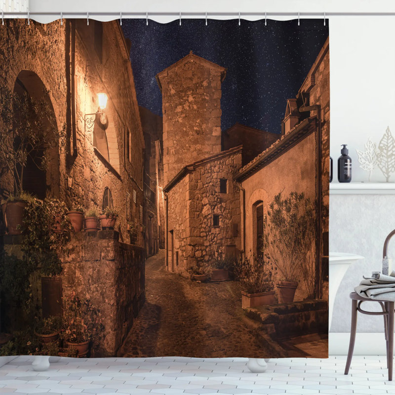 Ensemble de rideau de douche town street Rustic Medieval, H 70 po x l 69 po