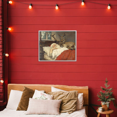 Bonne nuit, père Noël et renne, estampe numérique, design par Arlington Prints