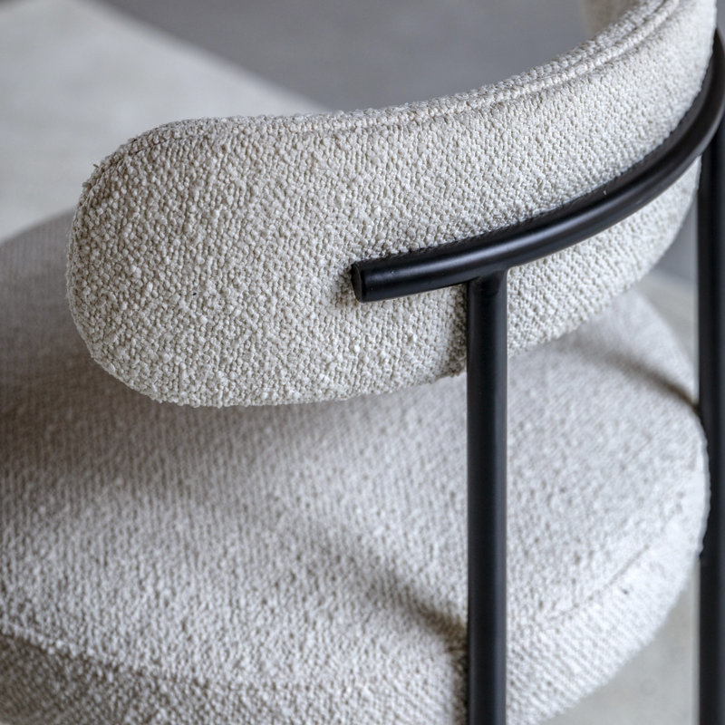 Antwanisha Boucle Upholstered Dining Chair, Cream