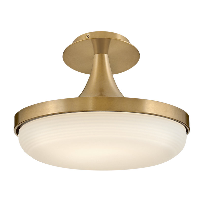 Elsa Integrated LED Convertible Pendant w/ Cased Opal Glass, Lacquered Brass