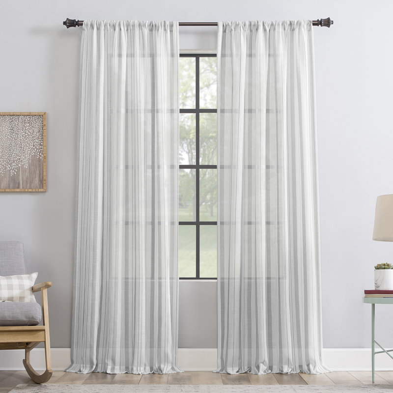 Panneau de rideau transparent avec passe-tringle Carine, gris, 50 po x 96 po