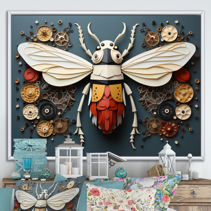Insectes, insectes, petites merveilles I, Cadre flottant blanc, H 24 po x l 32 po x P 1 po