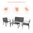 4 Pcs All-Weather Patio Furniture, Modern PVC-Coated Polyester Bistro Sets Poolside Lawn Balcony Chairs With Loveseat And Glass Coffee Table-628767566