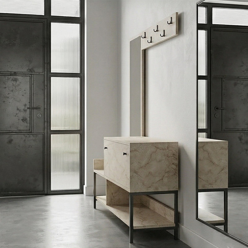 Arbre d'entrée moderne avec miroir et armoire à chaussures Elara