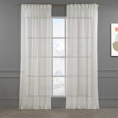 Extra Long & Extra Wide Faux Linen Sheer Curtain Single Panel