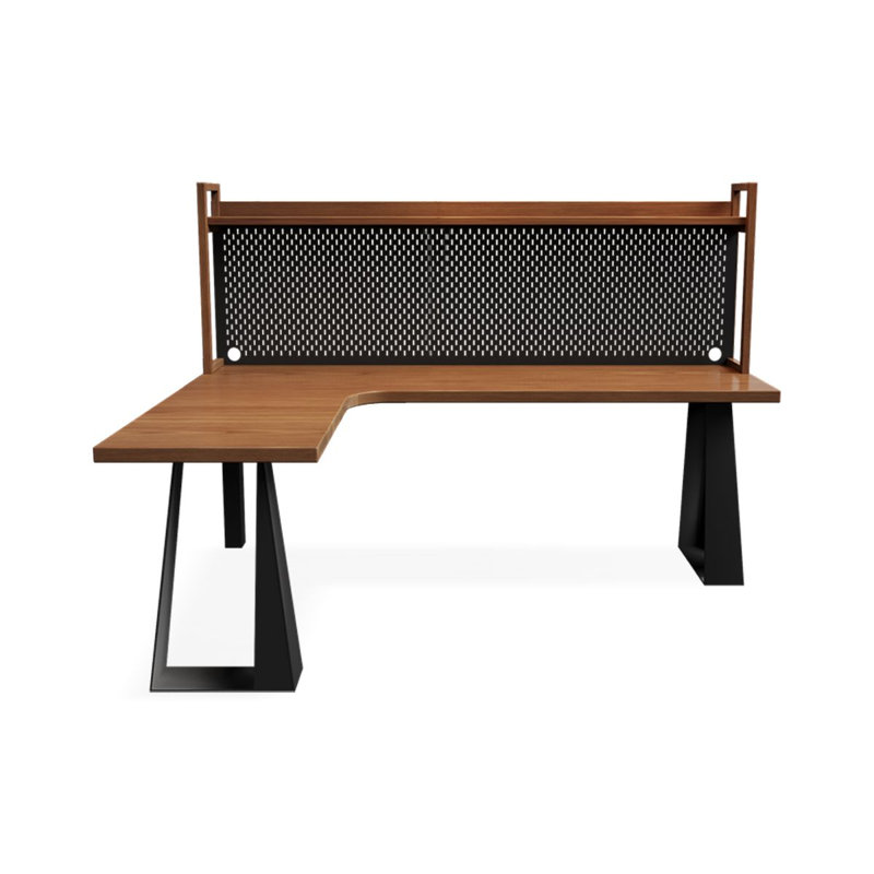 Brown L-Shaped Solid Wood writing desk, 61.02" H x 62.99" W x 47.24" D
