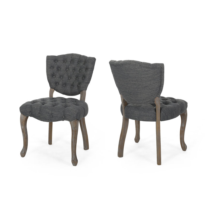 Richard Tufted Upholstered Parsons Chair, Charcoal
