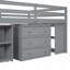 Lit mezzanine double avec cadre en bois avec bureau d'écriture rétractable et 3 tiroirs de rangement, escalier de rangement et tablettes-2007658167
