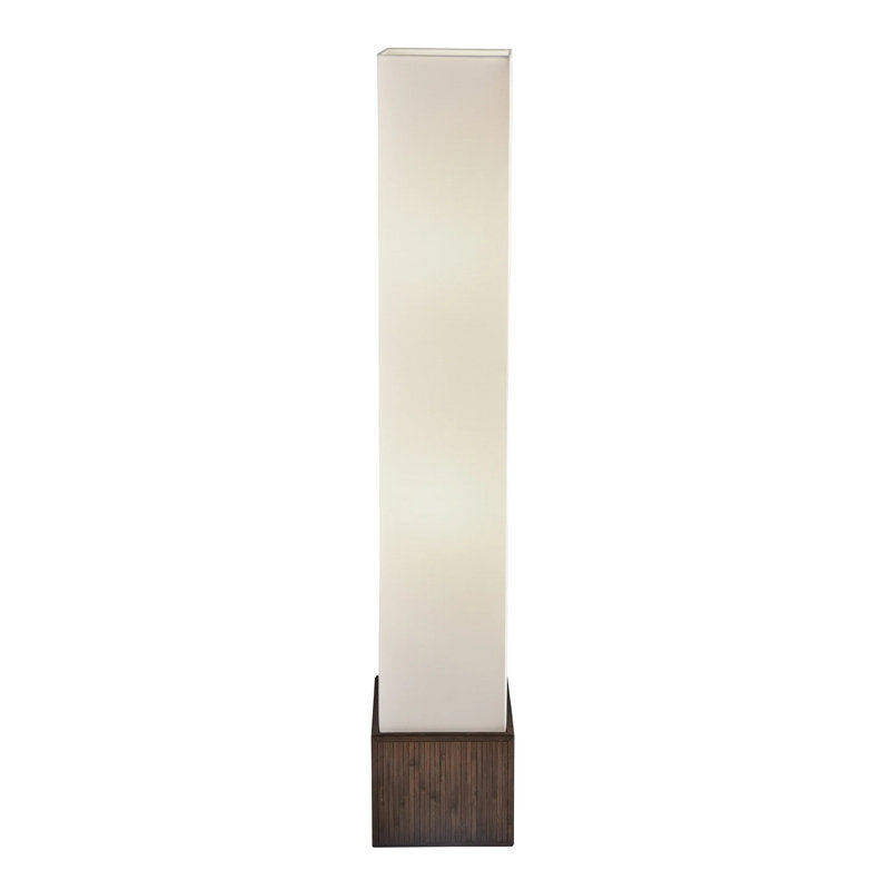 Aobha 50" Brown Rattan Lantern Floor Lamp with Long White Rectangular Shade