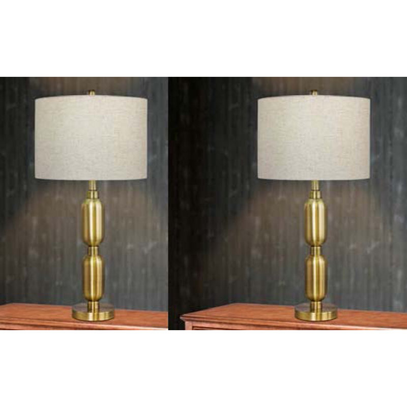 Ensemble de lampes de table 27,5 ", Laiton antique, Beige