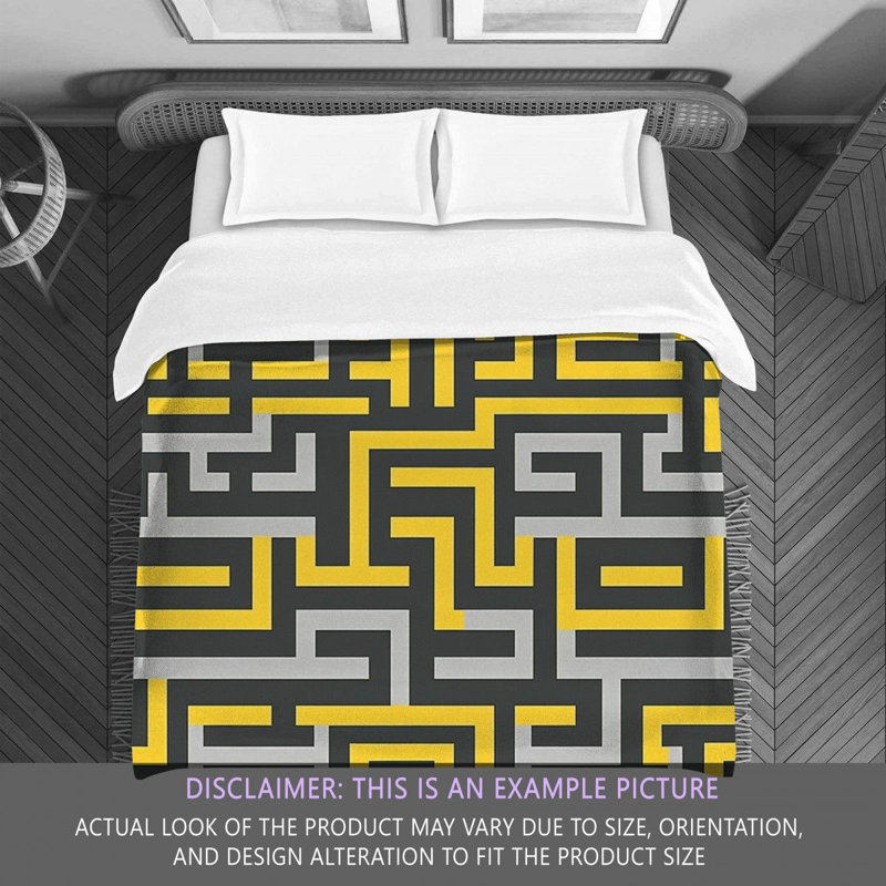 Polyester Comforter, Queen Comforter, Gray/Yellow Geometric