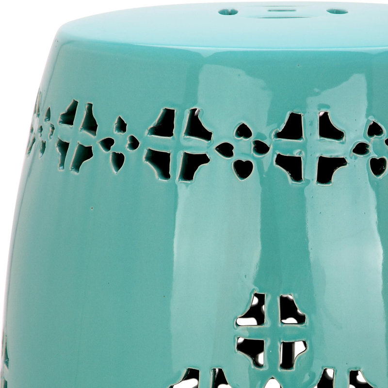 Tabouret de jardin en céramique Iowa Park, Aigue-marine