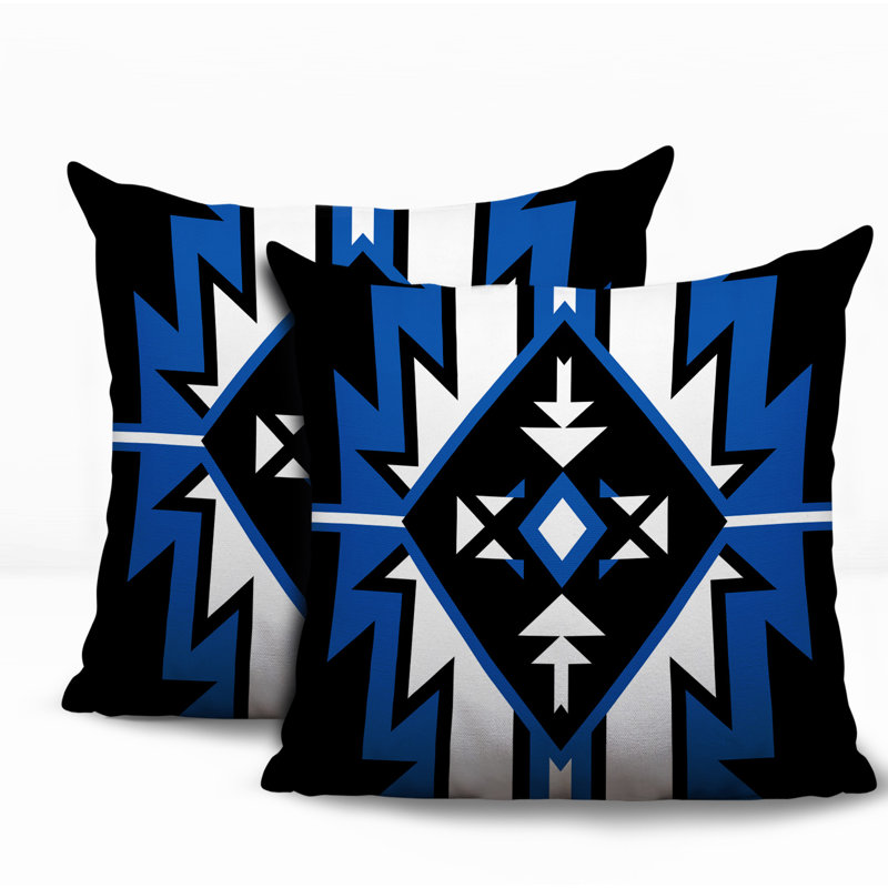 Oreiller réversible intérieur / extérieur Loma, Blue, 18 x 18