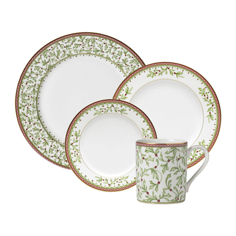 Holiday Tradition 16-Piece Porcelain Dinnerware Set, Service for 4